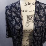 Loft  Navy Blue Floral Kimono Cardigan Cover Up Size OS Photo 3