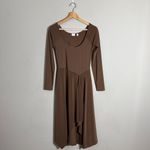 Wilfred Aritzia Nuage Asymmetrical Midi Dress Women's Small Brown Flowy Neutral Photo 6