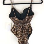 Good American  Show Off One-Piece Swimsuit Belted Leopard Print Brown 7 US 4XL Photo 1