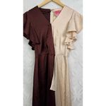 Kate Spade Kate‎ Spade Satin Colorblock Wrap Midi Flutter Sleeve Party Dress Size 2 Photo 4