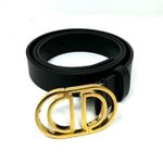 Christian Dior Dior 30 Montaigne CD Belt – Black Leather, Gold Buckle, Size 80 Photo 0