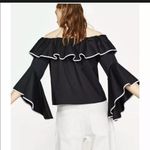 ZARA  Poplin Ruffle off the shoulder top size small Photo 2