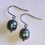 Honora Elegant Silver Dark Gray Genuine Pearl Drop Earrings Photo 0