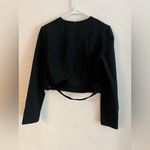 ZARA Women’s Black Pinstripe Long Sleeve Crop Top Size L NWOT Photo 5