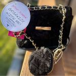 Betsey Johnson Black Velour Crossbody Bag w Gold Chain & Removable Pouch | NWT Photo 3