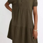 Madewell Resourced CrinkleKnit Tiered Mini Dress Size S-Fits L/XL - Green - NWT Photo 0
