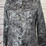 Chico's Jacket size 1 Medium Moto Animal Print Snakeskin Metallic Blazer Coat Photo 0