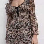 ZARA  Animal Print Mini Dress Bow Leopard Print Size Small 4-6 Fall Fashion Photo 0