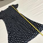 Banana Republic  Navy Blue Corset Tie Waist Polka Dot Short Sleeve Dress Sz 12 Photo 4