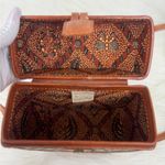 Island Imports Inc | Leather & Fabric Crossbody Hard Case Octogonal Handbag Brown Photo 13
