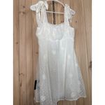 Lulus NWT  Adorable Approach White Floral Embroidered Tie-Strap Mini Dress Sz M Photo 5