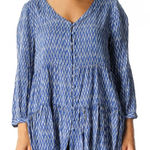 Maeve Anthropologie  Blue Graphic Print All‎ Day Wear Blouse Xs Photo 0