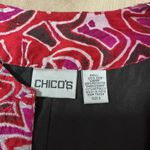 Chico's Embroidered Silk Jacket Women's Size D Red Pink Geometric 3/4 Sleeve Photo 5