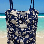 Jantzen   Blue and White Ruched Tank Top size 10 Photo 0