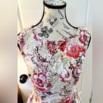 JUST TAYLOR Scuba Floral Pleated Dress with Exposed Back Zip and Pockets Sz 2 Pink Photo 2