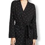 Revolve Plush Black Fleece Lined Robe Heart Print Size Small New Photo 4