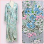 Vintage JC Penny Floral Robe House Dress NO SIZE Empire Waist Pastel eyelet Trim Blue Photo 1
