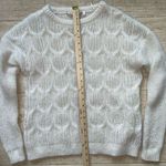 Soft Surroundings  White Silver Thread Cable Knit Long Sleeve Sweater‎ Size L Photo 3