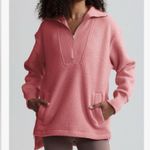 NEW Half Zip Sherpa Fleece Pullover Lightweight Soft Fuzzy Sweatshirt L Pocket S Pink Photo 0