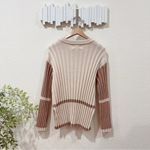 Sancia Divina Two Tone Knit Sweater Pullover Jumper with Slits Size Small NWT Brown Photo 3