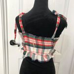 Aerie  Women's Plaid Sleeveless Crop Top With Shoulder‎ Ties & Ruffle Hem Size M Photo 6