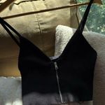 ZARA  Black Ribbed Tank Top with Zip Photo 0
