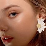 Anthropologie White Flower Earrings Photo 1