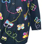 Vintage Michaell Simon lite vintage embroidered butterfly cardigan Cotton small Black Photo 1