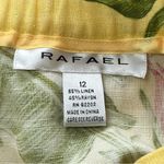 Rafael Linen Blend Yellow Tropical Floral Skirt Size 12 Beading Cruise Hawaiian Photo 4
