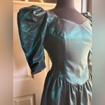 Vintage 80s Dance Allure taffeta bow midi formal dress, size small Blue Photo 10