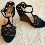 Dollhouse Keefe Black Lattice Wedge Ankle Strap Sandals Size 8 Photo 0