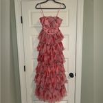 Hutch  Monaco Strapless Ruffle Tiered
Plissé Gown 00P red and pink dress Photo 2