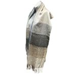 Fraas Women's Striped Fringe Scarf Shawl Gray Beige Neck Warmer Fall Photo 9