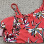 Sea Angel  coral floral one shoulder ruffle bikini top 1X Photo 1