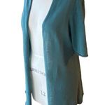 Eileen Fisher  Long Half Sleeve Teal Green Waterfall Open Cardigan Womens MEDIUM Photo 1