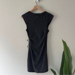 Anthropologie Daily Practice by Montauk V-Neck Dress Black Wrap Mini Cotton Tie Photo 3