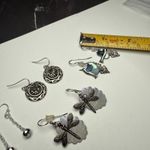 Dangle Drop Pierced Earrings Lot Of 4 Silver Tone Dragonfly Hummingbird Etc Photo 3