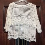 Hand made Vintage Cream Crochet Floral Top XL boho cottagecore farmhouse Photo 5