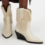 Free People NEW  Leather Pitchfork Point Shearling Western Boots Size 8 Photo 0