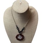 Red Tortoise Octagon Plastic Pendant Black Chunky Chain Silver Tone Necklace Photo 3