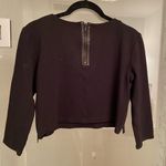 Alice + Olivia Black crop top, long sleeve, leather destails, zippers Photo 2