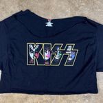 KISS Band Tee Unisex Large Thrashed Cropped Black Vintage Style Tour Rock‎ Shirt Photo 1