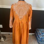 Pakistani Indian Festive Party Dress orange Floral Print 2 piece with Dupatta Size 10 Photo 2