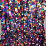 Oleg Cassini Black Tie Vintage Sequin Dress Size 4 Rainbow Long Sleeve Party Photo 4