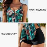 NWT ~ Women's Black & Green Tropical Tankini & Tummy Control Boy Shorts ~ XL Photo 4