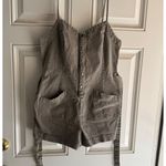 Splendid Large Sage Denim Button-Front Romper W/ Adjustable Straps & Pockets L Photo 1