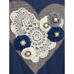 Hanes Handmade Granny Core Cottage Core T-Shirt XXL Blue Heart Doily Yo Yo’s Photo 2