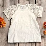 Design History Lace Embroidered White Peasant T Shirt Cottage Core Small cotton Photo 0