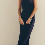 Reformation Jeany Navy Silk Dress Photo 0
