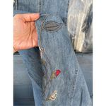 Eddie Bauer 90s VTG  Women Embroidered Floral‎ Denim Button Down Dress Blue Photo 3